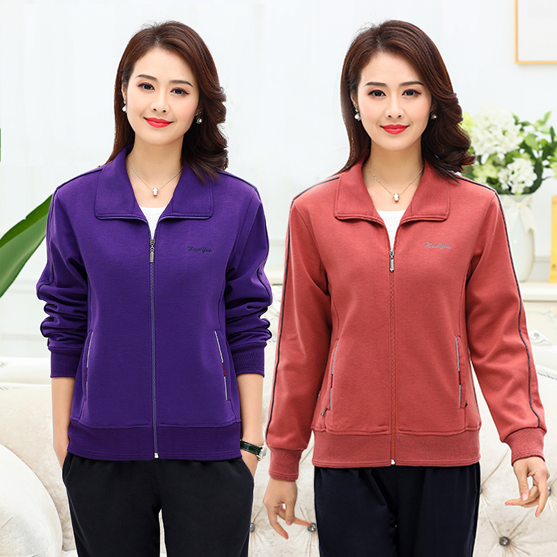 Middle aged women's clothing jacket Spring and autumn new large size Sizes Loose Sportswear Blouse-in-shirt Middle-aged Mother Dress Jacket