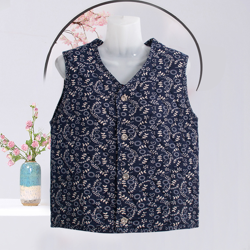 Middle-aged and elderly camel hair cotton vest women's thickened warm vest autumn and winter large size loose mother waistcoat elderly vest