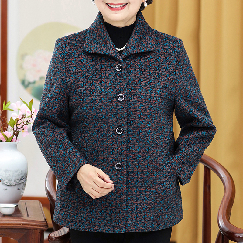 Middle - aged adult spring coat woman 70 years old mother dressed long sleeved grandmother spring and autumn old man's hair clothes