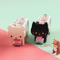 Cute little animal tape holder Student financial office supplies Cartoon stationery cutter Japan DAISO