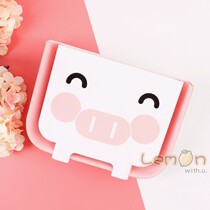  Cute little pig Japanese-style folding trash can Wall-mounted kitchen cabinet door wet garbage storage bucket Cartoon pink