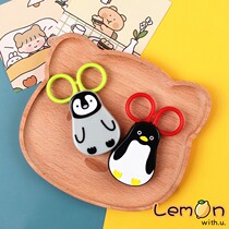 Japan ECHO cute penguin refrigerator sticker small scissors round head multifunctional kitchen tool childrens handmade paper-cutting