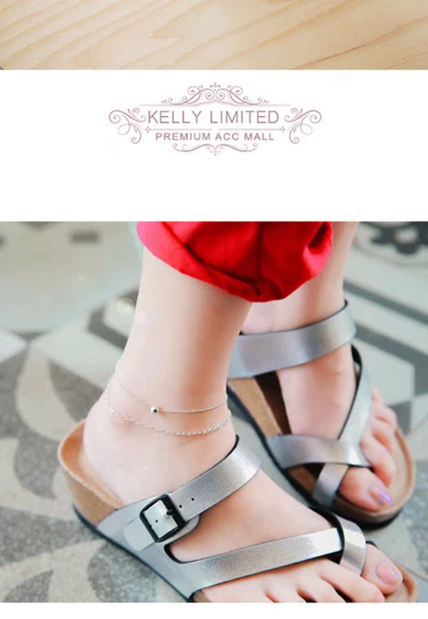 kelly TNHH 925 sterling bạc vòng chân nữ Hàn Quốc đơn giản vòng chân chuông đôi sinh viên Hàn Quốc lắc chân bạc pnj