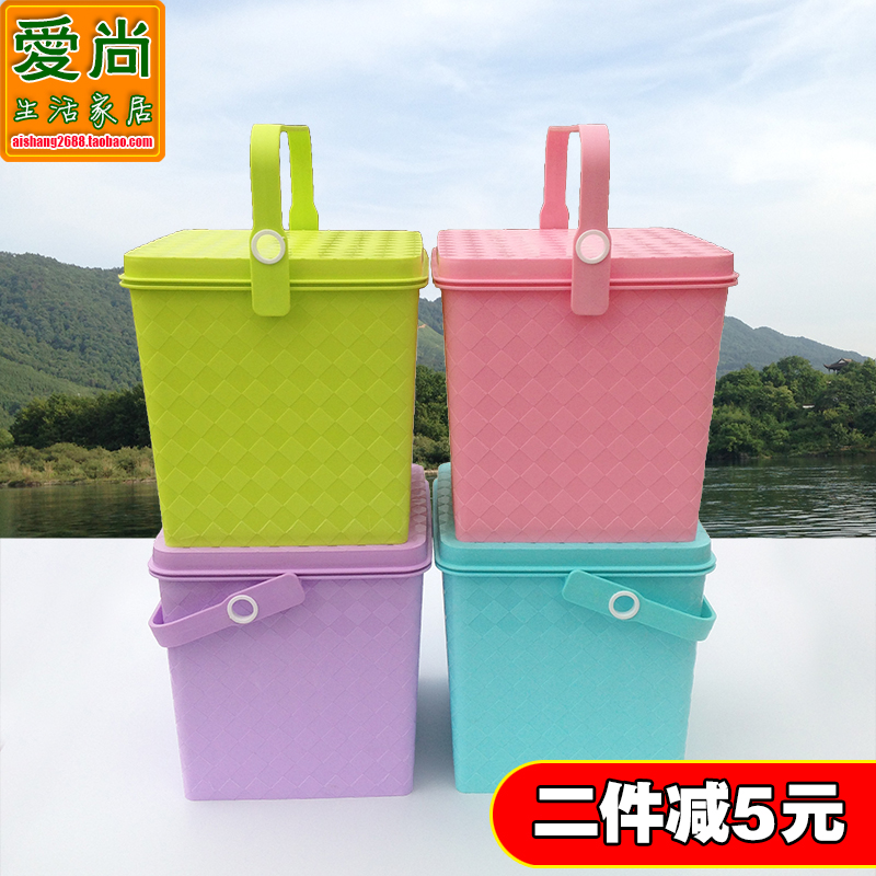 Large number square plastic bucket containing bucket with lid for sitting person bathing stool thickened containing case hand bucket fishing bucket