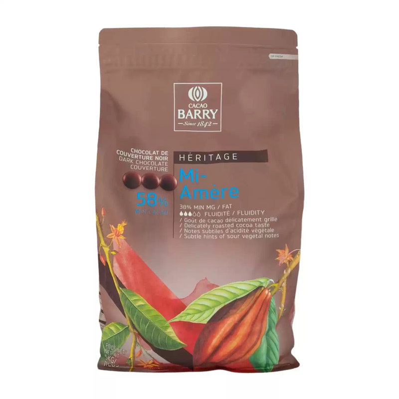 Cocoa Bailey 58% Dark Chocolate 5kg French Imported Chocolate Buttons for Dessert Decoration and Baking