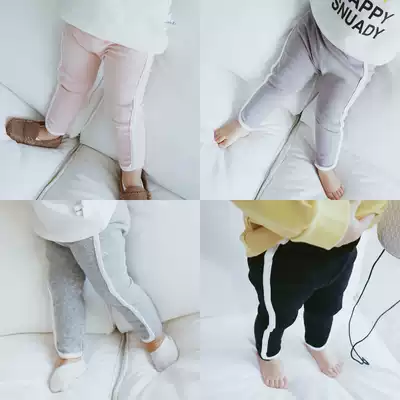 Korean children's clothing baby pure cotton edging inner pants 2021 autumn new men's and women's baby autumn long pants