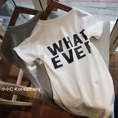 Simple letters ice cool cotton parent-child mother and daughter T-shirt skirt Korean children's clothing 2021 summer new short sleeve dress