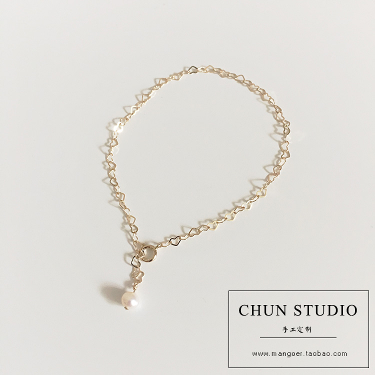 Handmade tùy chỉnh hoang dã dễ thương Mỹ 14K vàng lưu ý vàng rỗng tình yêu khâu vòng tay vòng chân bạn gái trang sức - Vòng chân lắc chân bạch kim