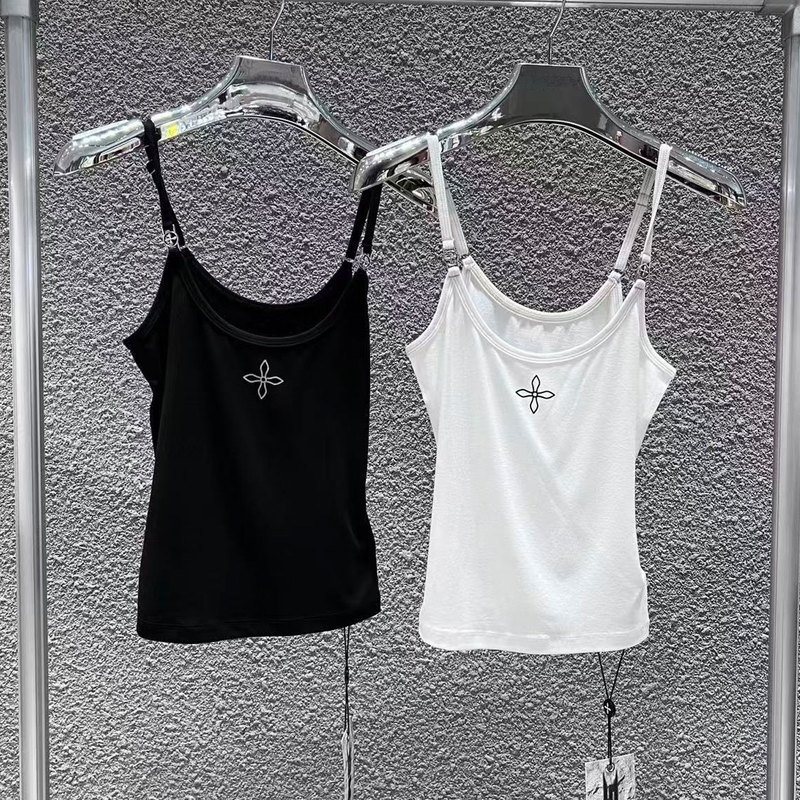 Smk Cross-Pattern Stamp Acetate Tight-Fitting Camisole for Women, Outerwear, Racerback, Sexy Inner Wear, Short Top, Summer 2026
