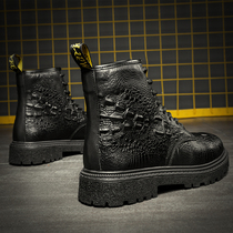 2022 high-top leather Martin boots mens tooling shoes autumn crocodile leather boots fashion Chelsea British trendy boots