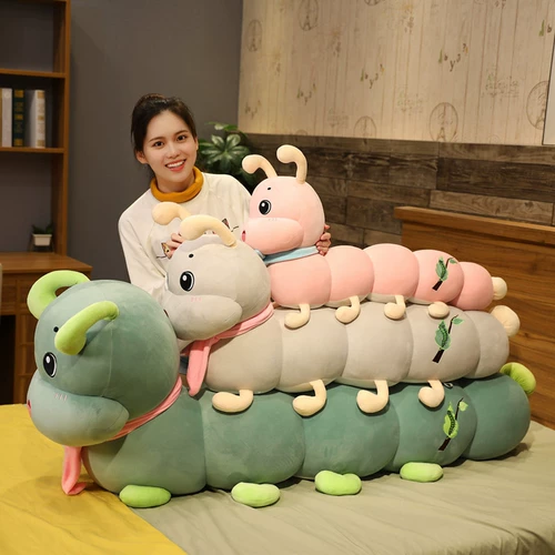 Милая плюшевая игрушка, подушка, детская тряпичная кукла для сна, гусеница