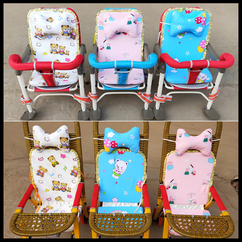 Baby rattan chair trolley cushion bamboo carb rattan back cushion accessories Baby dining chair cool mat thickened summer versatile