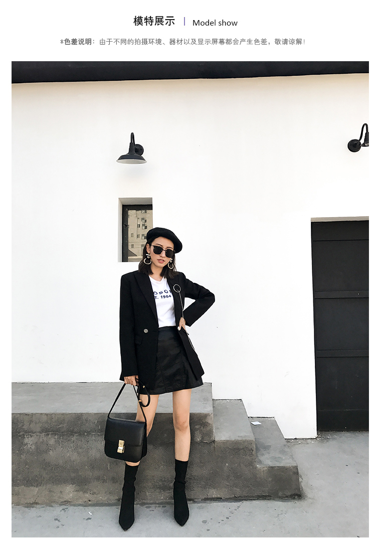 2018 mùa thu mới nhỏ phù hợp với chuỗi trâm cài retro giản dị đen dài áo khoác vest sang trọng áo vest nữ dáng suông
