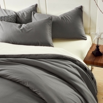 Pure cotton simple solid color double spelling four-piece bed hat cotton quilt cover bed bag set custom custom mattress cover tatami