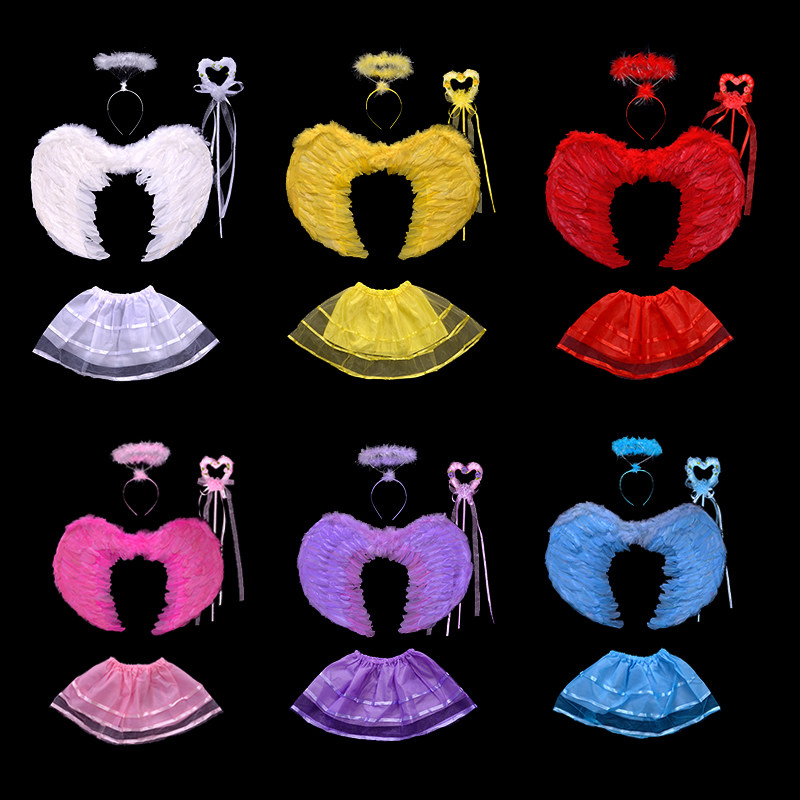 Adult Children Stage Show Wedding Celebration Cosplay Props White Angel Feather Wings Halloween Decorations