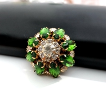 New popular emerald green rhinestone pure copper mink fur coat sweater coat skirt decoration big button 37mm