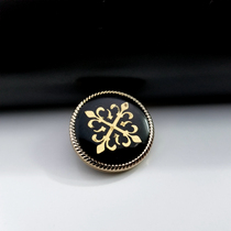Qis new popular light gold black seal cross flower suit coat windbreaker sweater shirt button 15 or 22mm