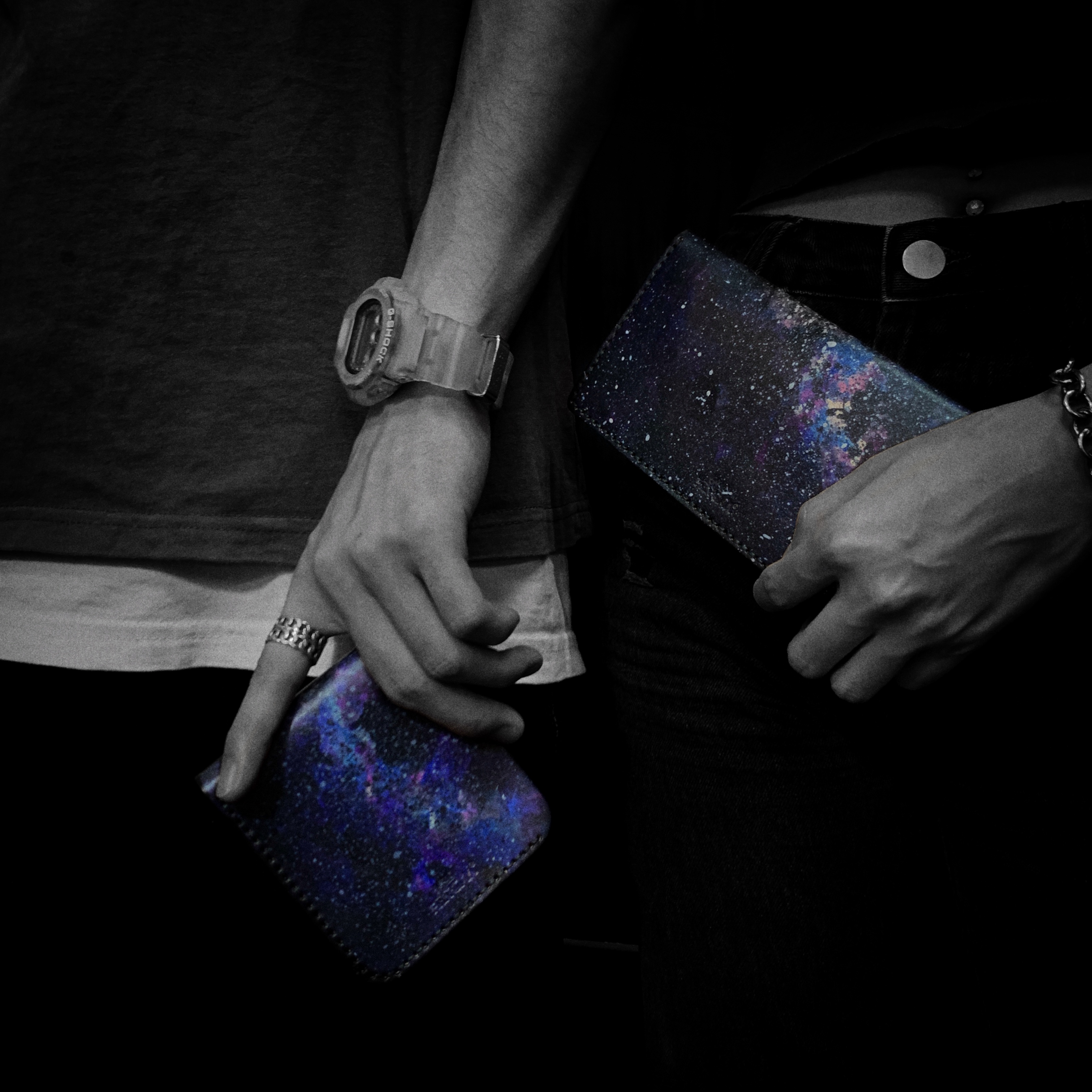 Handmade graffiti cowhide couple wallet lettering custom gift for boyfriend gift for girlfriend Tanabata gift for Valentine's Day