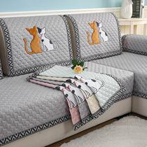  Cotton and linen sofa cushion Simple modern four seasons universal cushion living room fabric non-slip combination sofa cover towel set