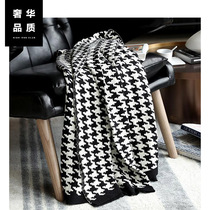  丨 Black and white houndstooth blanket cotton blanket quilt nap blanket single air-conditioning blanket sofa blanket