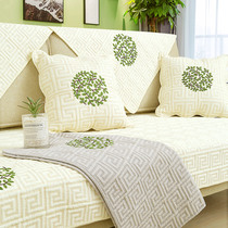  ALEX cotton sofa cushion four seasons universal Japanese fabric leather non-slip cushion solid wood cover set of backrest towel