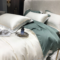 ALEX Tencel four-piece set of 60 light luxury style double-sided silky nude sleeping color bed sheets Simple duvet cover bedding