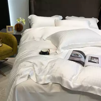 ALEX High-end 100 Tencel houndstooth four-piece summer Nordic style ice silk quilt cover bed single bedding