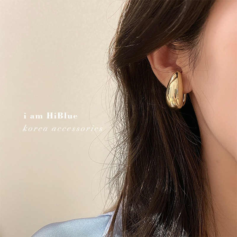Korean fashion metal style high-end earrings without pierced earrings ins cold wind painless simple all-match ear clip earrings