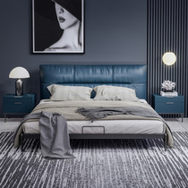 Italian light luxury bed modern simple master bedroom double bed 1 8 meters ins Net red bed Nordic leather bed atmospheric soft bed