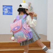 Childrens School Bags Girls Primary School Girls 123 to 6th Grade Girls Lightweight Space Decompression Ridge Protector Backpack Girls