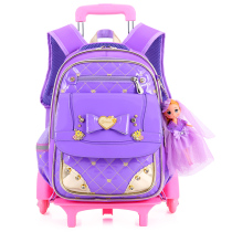 Elementary school student pull rod school bag girl 1-3-5-6 grade waterproof three-wheeled princess child 6-12 years old 0