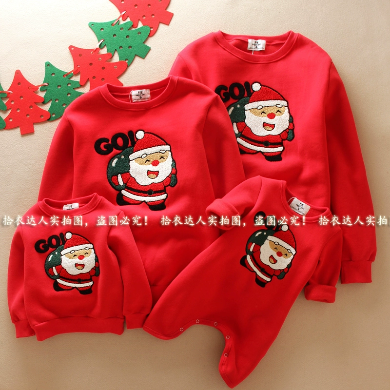 Mùa đông mới cho bé trai và bé gái vừa mặc gia đình Giáng sinh những người yêu thích Giáng sinh chất liệu cotton và áo len dày áo len phiên bản Hàn Quốc của phụ huynh-trẻ em mặc