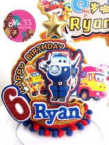 New Fei Xia baby banquet arrangement package Sheriff birthday hat theme listing cake insert dining chair decoration