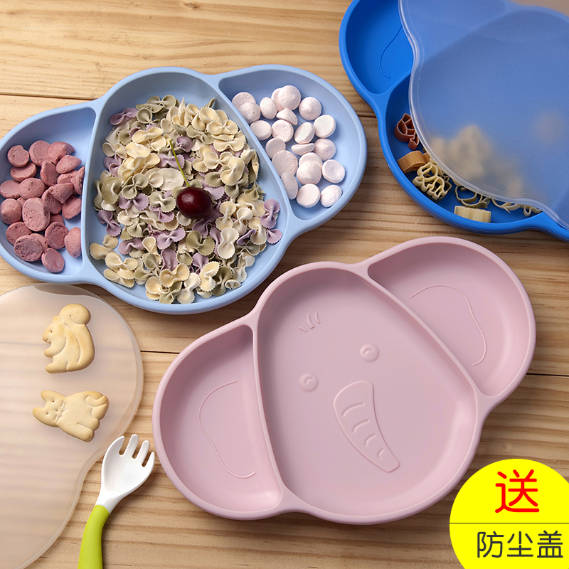 Liruchi Baby Dinner Plate Children Cutlery Baby Cutlery Type Deputy Food Silicone with lid anti-fall Gdisc Learn to eat