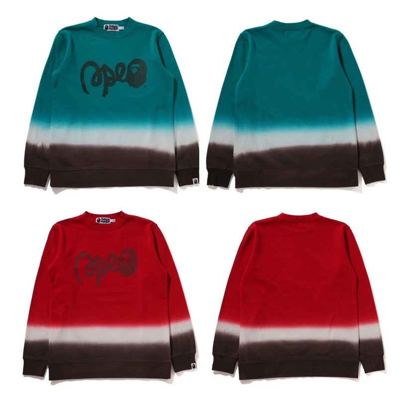 【Domestic Stock 150/160】Japanese Trendy Brand Bape Children's Clothing Ape Letter Gradient Color Pullover Sweatshirt