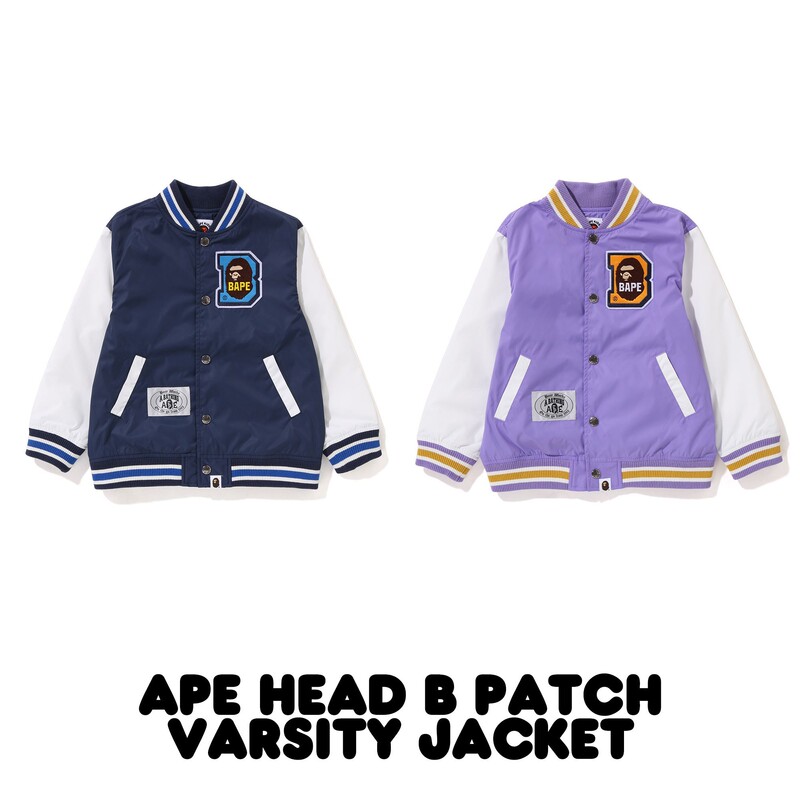 [In-Stock in China, Lightweight] Japanese Trendy Brand Bape Children's Clothing Ape Letter Embroidery Baseball Jacket Coat