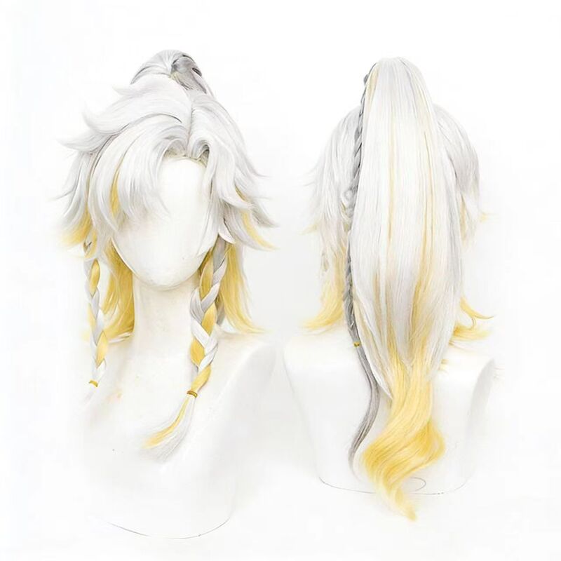 Honor of Kings Sang Qi - Ming Ye Hao Cosplay Wig with Volumized Top, Split Ponytail, Highlighted Braided Hairstyle