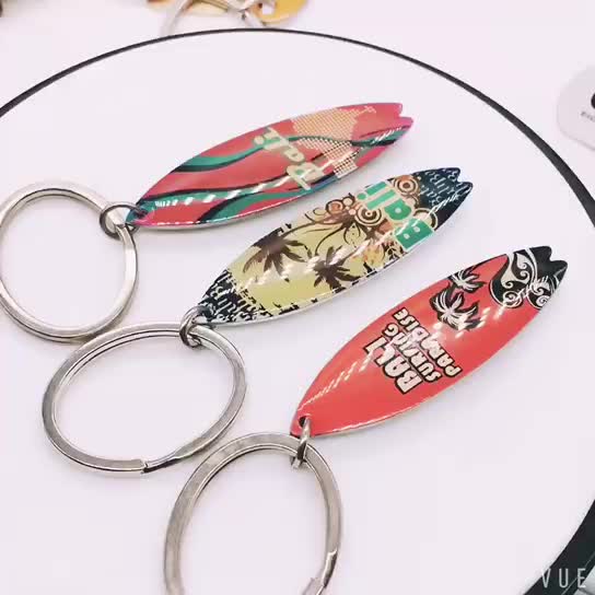 Indonesia Souvenir Metal Keychain Custom Multi Color Bali Surfboard