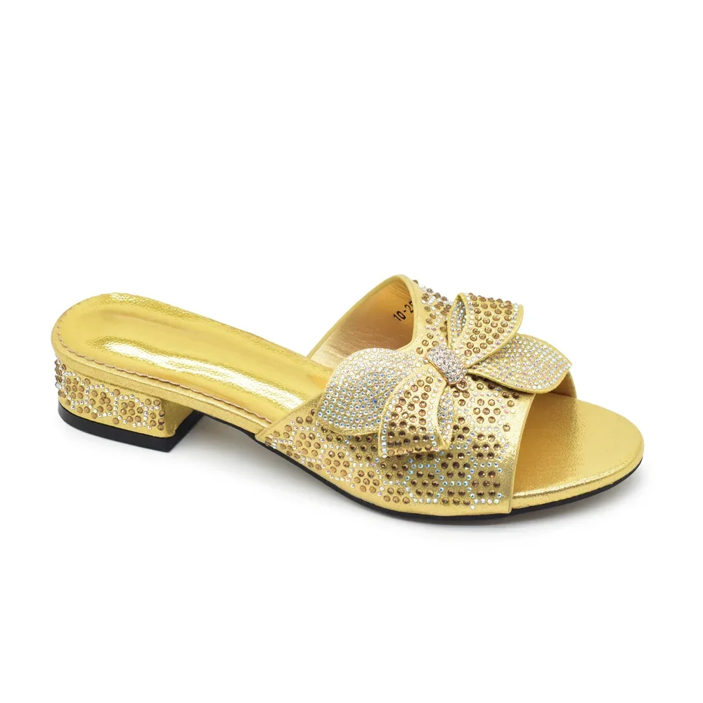 low mule with bow with rhinestones
