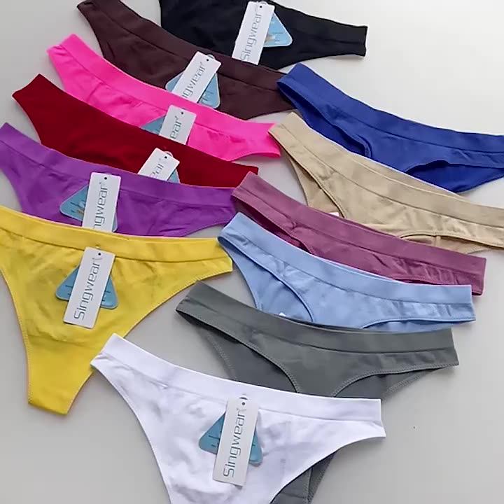 Solid Color High Cut Panty Girl One Piece Low Rise Women Underwear T Back Sexy Ladies Tangas