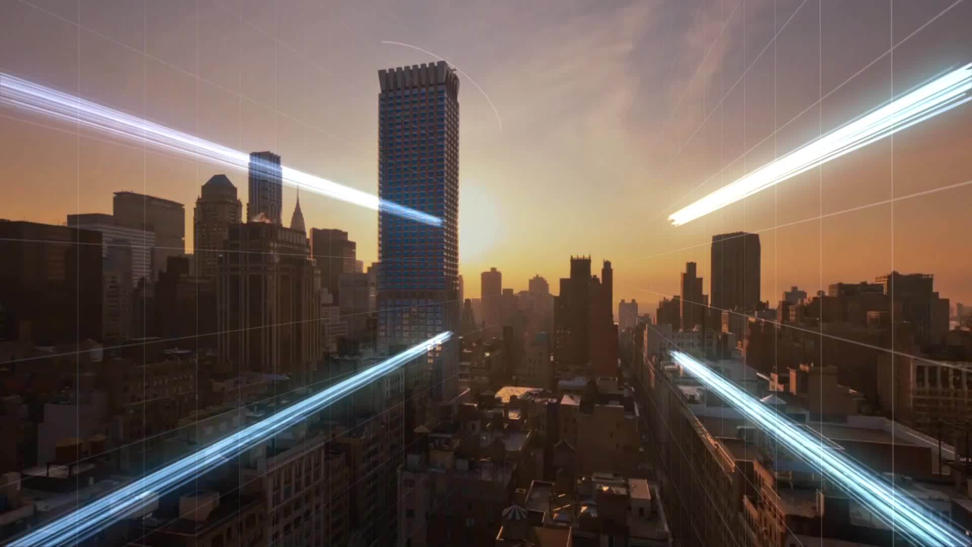 现代高科技新兴技术研发企业公司互联网城市连线三维logo宣传片片头 AE模板