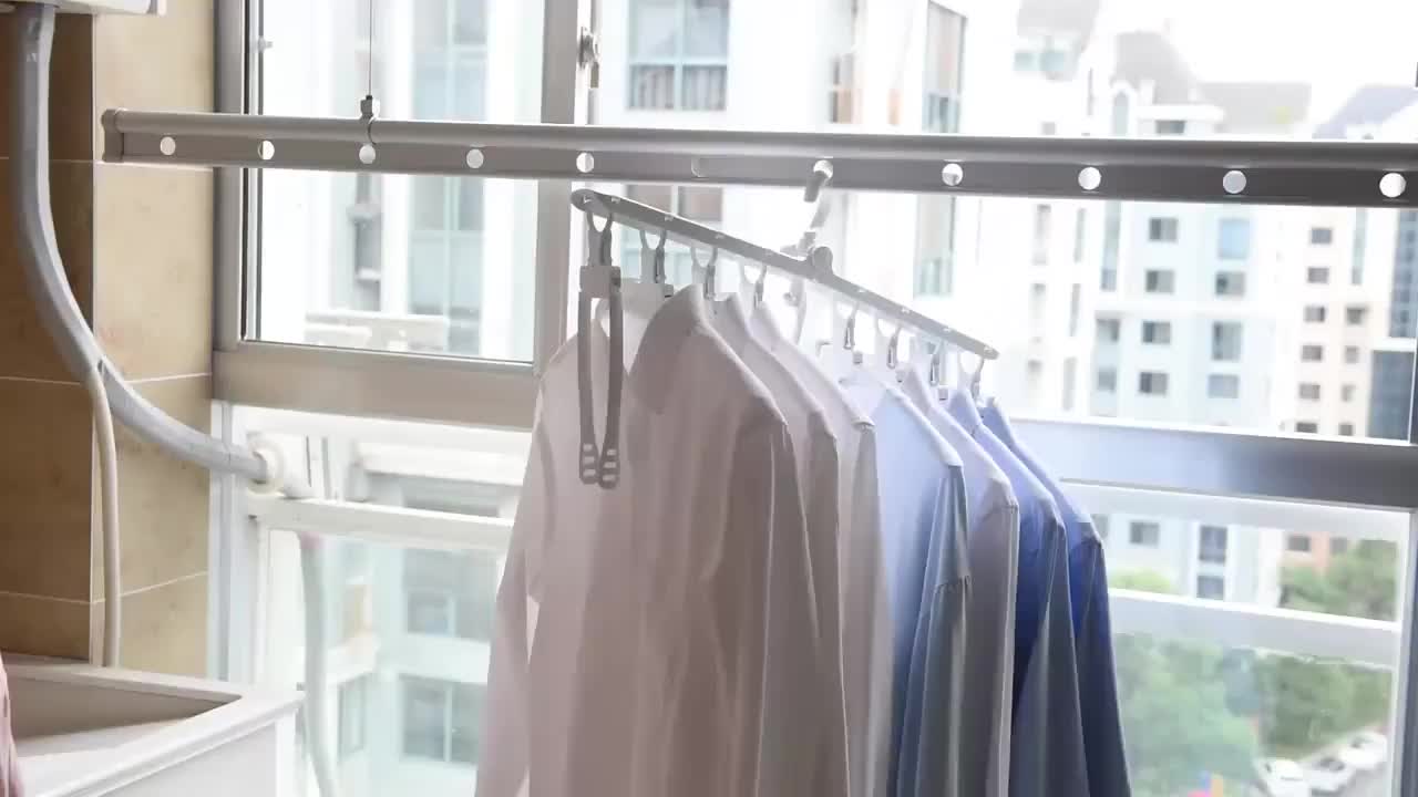 Pull Down Clothes Rack Folding Hanging Clothes Rack Plastic Clothes