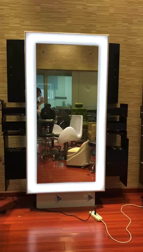 Double Sided Styling Hair Salon Mirror Station With Lights And Drawers Buy Mirror Salon