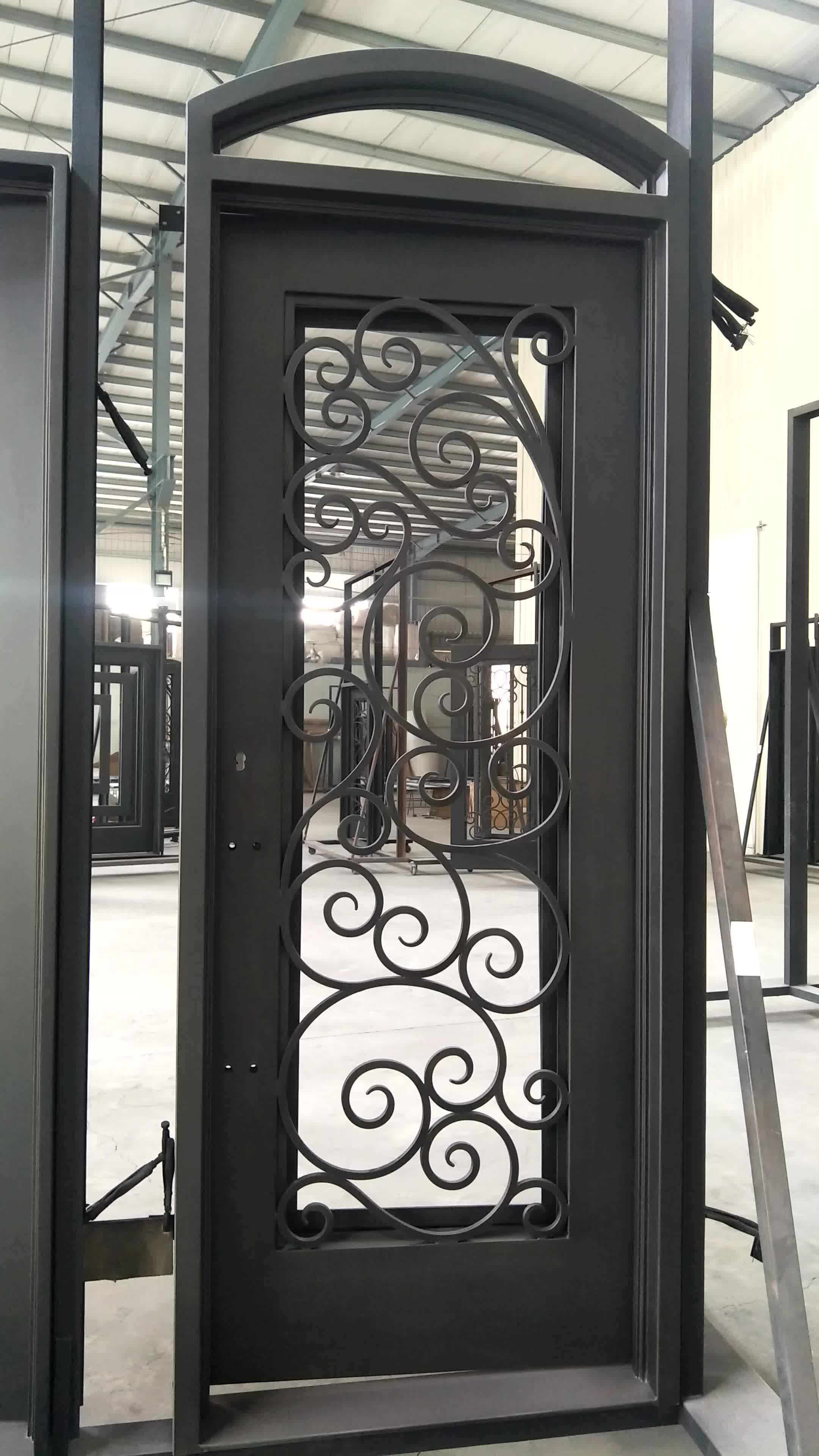Sz023 Luxury Wrought Iron Square Top Exterior Double Door Buy