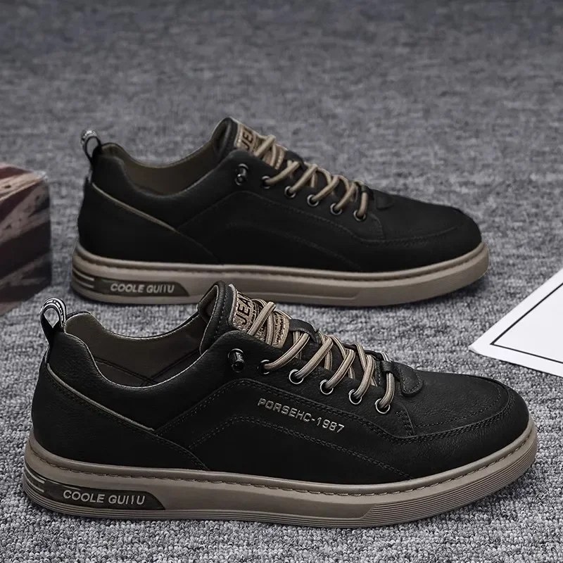 Brand Summer Men's Shoes 2024 New All-match Men's Casual Leather Shoes Breathable Sports Sneakers Work White Shoes
