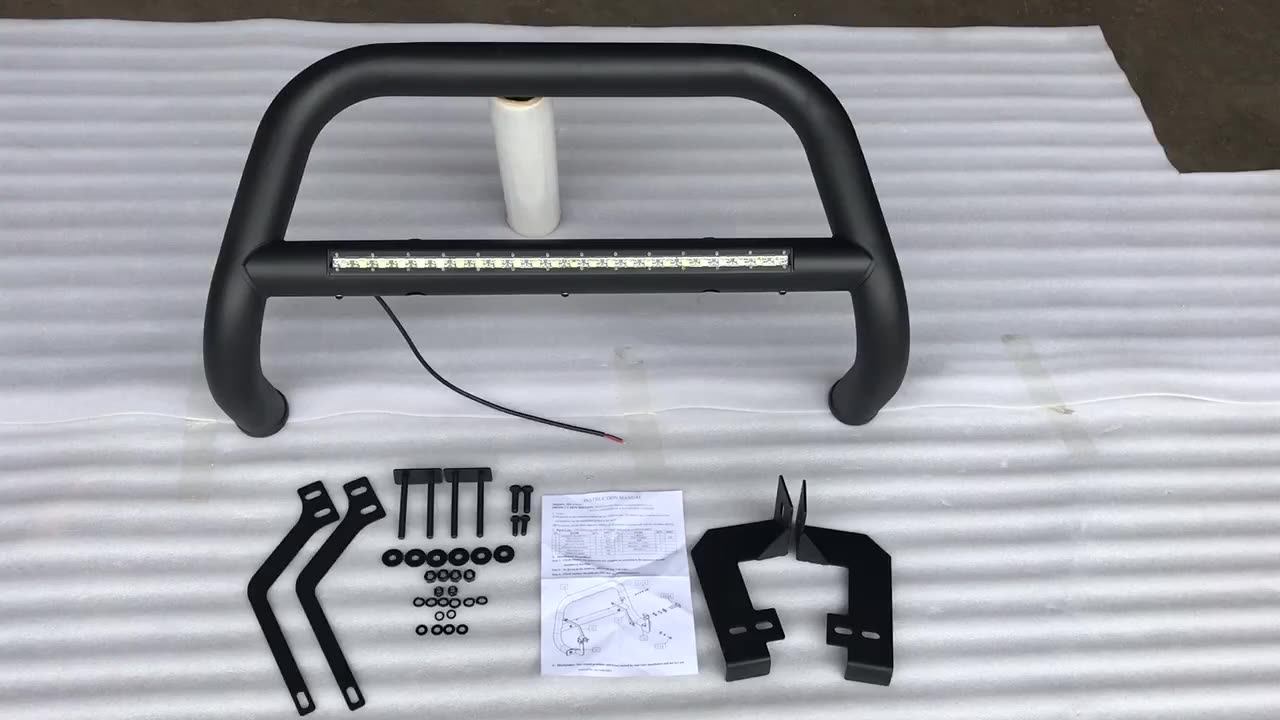 Black U Type Grille Guard With Led Light Bull Bar Steel Grille Guard