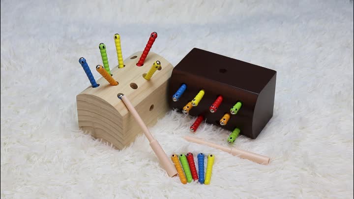 Trẻ em bằng gỗ côn trùng bắt từ bắt cá trò chơi bé đồ chơi giáo dục Montessori Early Learning 1-2 3 tuổi rưỡi Đồ chơi bằng gỗ