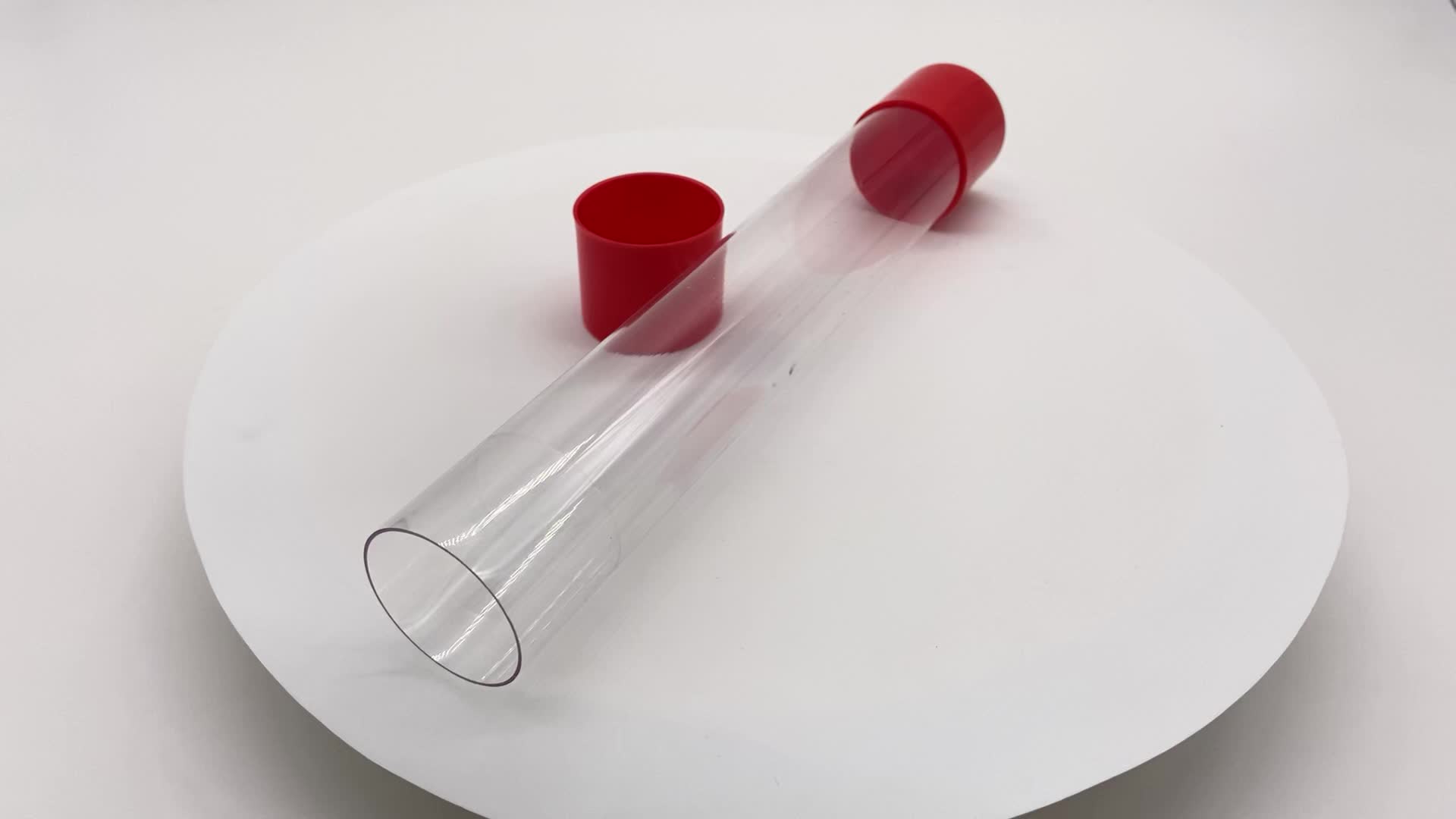 Clear Plastic Packing Pipe Or Box With Hanger Caps Pvc Extruded Round