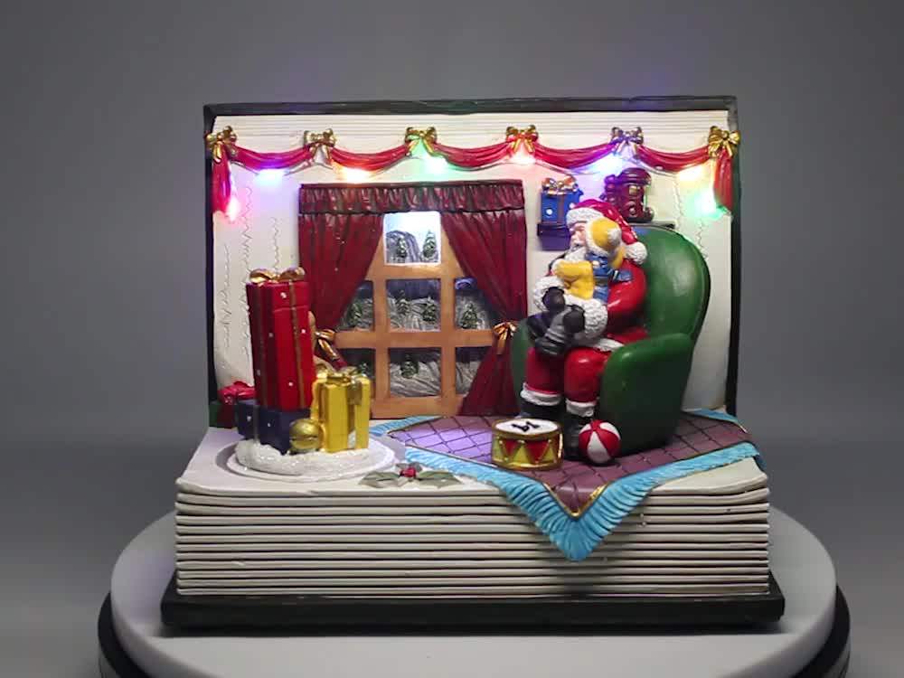 Antique Santa And Nutcracker Room Scene Musical Led Lighted Christmas