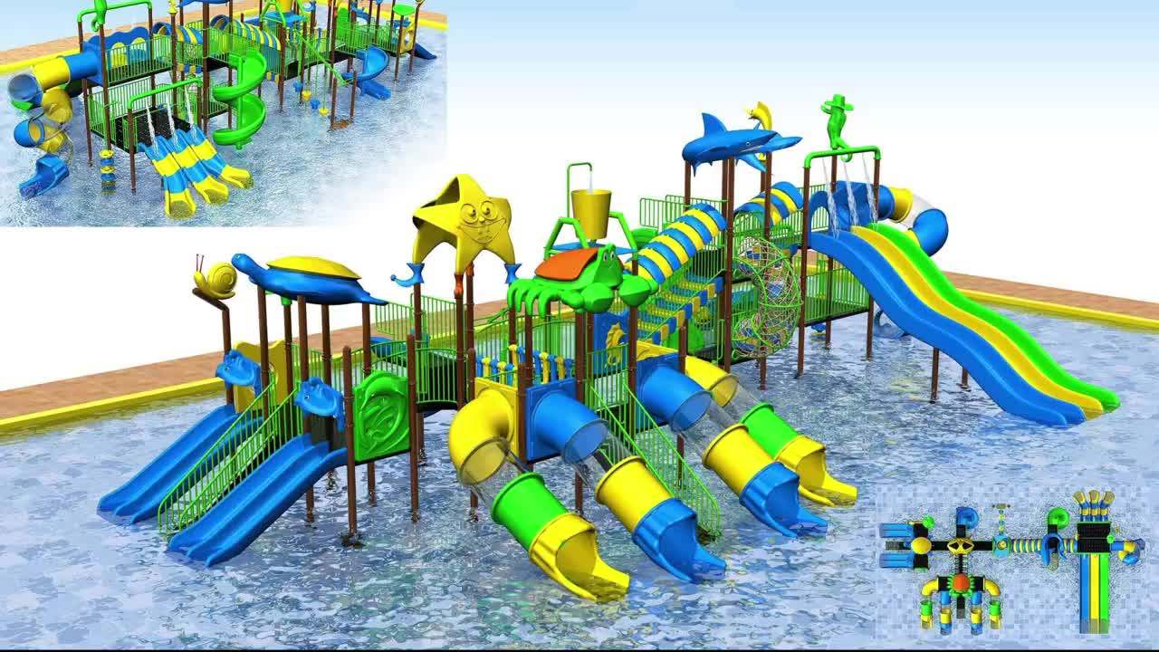 2017 Kids Outdoor Park And Swimming Pool Play Set With Children Water